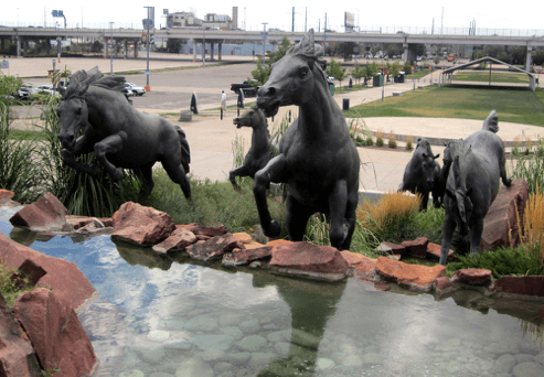 Bronco Statues Mile High Stadium