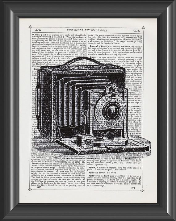 Vintage Camera Film Photography Dictionary Art Print Wall Decor