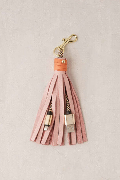 USB Leather Tassel Keychain + Charging Cord | Urban Outfitters | The Denver Ear